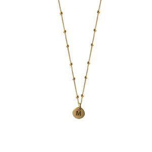 Personalized Initial necklace Letter necklace Coin initial necklace Disc initial
